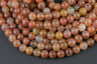 Natural Red Rutilated Quartz Beads Full Strands-15.5 inches- Round- 6mm, 8mm, 10mm, 12mm- 15.5 inches Smooth Gemstone Beads