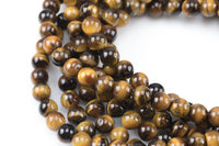 Tigers Eye Beads A Quality Tiger's Eye Tiger eye Smooth Round Beads, Full Strand 4mm 6mm 8mm 10mm 12mm 14mm - Full 15.5 Inch Gemstone Beads