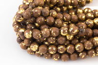 Natural 10mm Gold Layered wood Beads- 8 inches- 22 Pieces AAA Quality Gemstone Beads