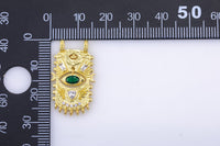 1 pc 18K Gold Fill Movable Middle Evil Eye Charm Necklace, Gold Evil Eye Pendant, Rectangle Evil Eye Charm, Evil Eye Tag- 16x28mm