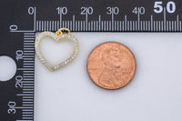 1pc 18k Gold Micro Pave Heart Pendant , Heart Charms, Lock Necklace Earring Charms, CZ Pave- 17mm