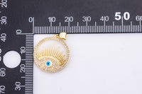 1pc 18k Gold Enamel Evil Eye Charm Diamond CZ Drop Charm Cubic Protector Pendant Tiny Lucky Dainty Necklace - 20mm-1 pc Per order