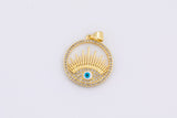 1pc 18k Gold Enamel Evil Eye Charm Diamond CZ Drop Charm Cubic Protector Pendant Tiny Lucky Dainty Necklace - 20mm-1 pc Per order