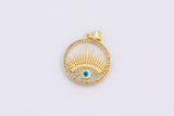 1pc 18k Gold Enamel Evil Eye Charm Diamond CZ Drop Charm Cubic Protector Pendant Tiny Lucky Dainty Necklace - 20mm-1 pc Per order