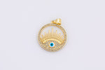 1pc 18k Gold Enamel Evil Eye Charm Diamond CZ Drop Charm Cubic Protector Pendant Tiny Lucky Dainty Necklace - 20mm-1 pc Per order