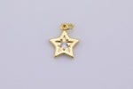 2 pc 18k Gold Micro Pave Star Pendant , Star Charms, Lock Necklace Earring Charms, CZ Pave- 14mm