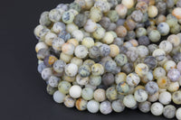 Natural Pale Yellow Dendrite Opal Beads - Matte Round - 6mm 8mm 10mm or 12mm - Full 15.5" 15.5 inch strands Gemstone Beads