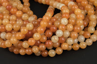 Natural Orange Aventurine, High Quality in Round, 4mm, 6mm, 10mm, 12mm AAA Quality Smooth Gemstone Beads