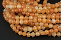 Natural Orange Aventurine, High Quality in Round, 4mm, 6mm, 10mm, 12mm AAA Quality Smooth Gemstone Beads