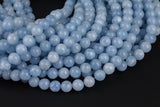 Aquamarine - JADE Smooth Round- 6mm 8mm 10mm 12mm-Full Strand 15.5 inch Strand AAA Quality