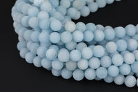 Light Aquamarine-JADE Matte Round- 6mm 8mm 10mm 12mm-Full Strand 15.5 inch Strand AAA Quality