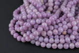 Natural Lilac Violet Purple Lepidolite 4mm 6mm 8mm 10mm Smooth Round Beads 15.5" Strand Gemstone Beads