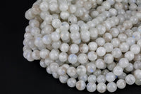 Natural Moonstone Beads Smooth 3mm 4mm 5mm 6mm 7mm 8mm Rainbow Moonstone Gemstone Loose Beads 15.5" - 16" full strands AAA Quality Smooth