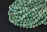 Natural Green Banded Angelite Beads AAA Grade Round - 6mm 8mm 10mm or 12mm - Full 15.5" 15.5 inch strands Smooth Gemstone Beads