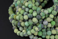 Natural Chrysoprase, High Quality in Matte Round, 4mm, 6mm, 8mm, 10mm, 12mm, 14mm-Full Strand 16 inch Strand Gemstone Beads