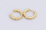 24mm 18kt Gold Big Hoop Earring with Geometric CZ Bezel Set- 1 pair per order