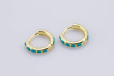 Turquoise Hoop Earrings • turquoise gold cartilage hoop • turquoise huggie hoop earrings • Something Blue Jewelry