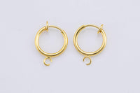 4 pcs Clip On Earrings Gold / White Gold Earring 13mm No Piercing Hoop Small Spring Clip on Earrings Ear Cuff One Touch open link