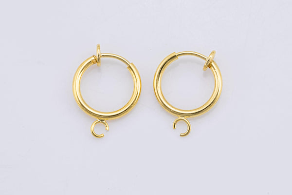 4 pcs Clip On Earrings Gold / White Gold Earring 13mm No Piercing Hoop Small Spring Clip on Earrings Ear Cuff One Touch open link