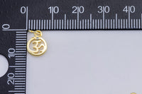 4 pc 18K Gold Spritual Religious Ohm Symbol Medallion Cubic Zirconia Bracelet Charm- 8mm