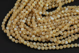 Natural Brown Mother of Pearl Round Beads 4mm Faceted Round Beads Laser Diamond Cut Iridescent Pearl Gemstone 15.5" Strand Gemstone Beads