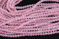 A Quality Rose Quartz, High Quality in Diamond Cut Faceted Round- 4mm, 6mm, 8mm, 10mm, 12mm- Full 15.5 Inch Strand Gemstone Beads