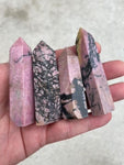 1 Pc Natural Rhodonite Quartz Obelisk Tower Point wand healing crystal