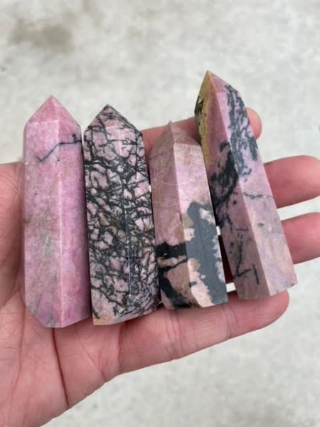 1 Pc Natural Rhodonite Quartz Obelisk Tower Point wand healing crystal