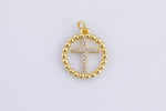 2 pcs 18K Gold Christian Minimalist Simple Cross Jesus Cubic Zirconia Necklace Pendant Bracelet Charm Bails Jewelry Making 15mm