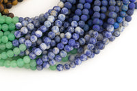 Natural Chakra Beads 4mm 6mm 8mm Matte Round Gemstone Amethyst Lapis Sodalite Aventurine Tigers Eye Yellow Jade Red Jasper 15.5" Strand