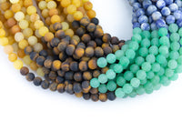 Natural Chakra Beads 4mm 6mm 8mm Matte Round Gemstone Amethyst Lapis Sodalite Aventurine Tigers Eye Yellow Jade Red Jasper 15.5" Strand