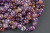 Natural Super 7 Seven Crystal Element Phantom Amethyst Cacoxenite Round Beads 4mm 6mm 8mm 10mm Powerful Healing Stone Rock 16" Strand