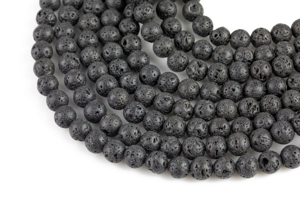Natural Lava Rocks Diffuser Oil Round Beads - Lava Beads for Essential Oil - A Qual Full 15.5" Strand 4mm 6mm 8mm 10mm 12mm 14mm -Wholesale