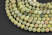 Natural Lemon Jasper Matte round sizes, 4mm, 6mm, 8mm, 10mm, 12mm - In Full 15.5 inch Strand Gemstone Beads