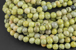 Natural Lemon Jasper round sizes, 4mm, 6mm, 8mm, 10mm, 12mm - In Full 15.5 inch Strand Smooth Gemstone Beads