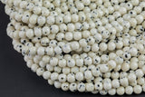 Spotted White Jasper Round, 4mm, 6mm, 8mm, 10mm, 12mm- Full 15.5 Inch Strand- Wholesale Pricing AAA Quality Smooth