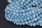 Aquamarine-JADE Smooth Round- 6mm 8mm 10mm 12mm-Full Strand 15.5 inch Strand AAA Quality