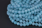 Medium Dark Aquamarine-JADE Smooth Round- 6mm 8mm 10mm 12mm-Full Strand 15.5 inch Strand