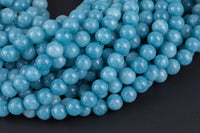 Dark Aquamarine-JADE Smooth Round- 6mm 8mm 10mm 12mm-Full Strand 15.5 inch Strand