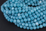 Dark Aquamarine-JADE Smooth Round- 6mm 8mm 10mm 12mm-Full Strand 15.5 inch Strand