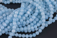 Pale Aquamarine-JADE Smooth Round- 6mm 8mm 10mm 12mm-Full Strand 15.5 inch Strand AAA Quality