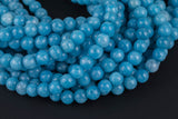 Dark Aquamarine-JADE Smooth Round- 6mm 8mm 10mm 12mm-Full Strand 15.5 inch Strand