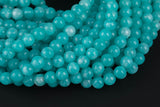 Amazonite Jade-JADE Smooth Round- 6mm 8mm 10mm 12mm-Full Strand 15.5 inch Strand