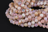 Natural Cherry Sakura Blossom Agate Beads 6mm 8mm 10mm Round Beads Translucent Pink Peach Creamy High Polish Beads 15.5" Strand