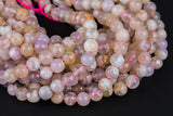 Natural Cherry Sakura Blossom Agate Beads 6mm 8mm 10mm Round Beads Translucent Pink Peach Creamy High Polish Beads 15.5" Strand