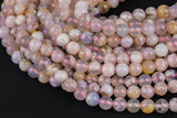 Natural Cherry Sakura Blossom Agate Beads 6mm 8mm 10mm Round Beads Translucent Pink Peach Creamy High Polish Beads 15.5" Strand