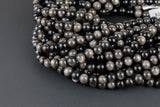 Natural Silver Obsidian Beads 6mm 8mm 10mm AAA High Quality 15.5" Strand Gemstone Beads