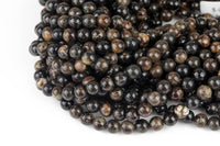 Natural Biotite Mica 4mm 6mm 8mm 10mm 12mm Round Beads Sparkling Mica in Brown Black Biotite Phlogopite 15.5" Strand Gemstone Beads