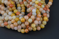 Natural Golden Flower Jade Beads Full Strands-15.5 inches- Round- 6mm, 8mm, 10mm, 12mm- 15.5 inches Smooth Gemstone Beads