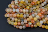 Natural Golden Flower Jade Beads Full Strands-15.5 inches- Round- 6mm, 8mm, 10mm, 12mm- 15.5 inches Smooth Gemstone Beads